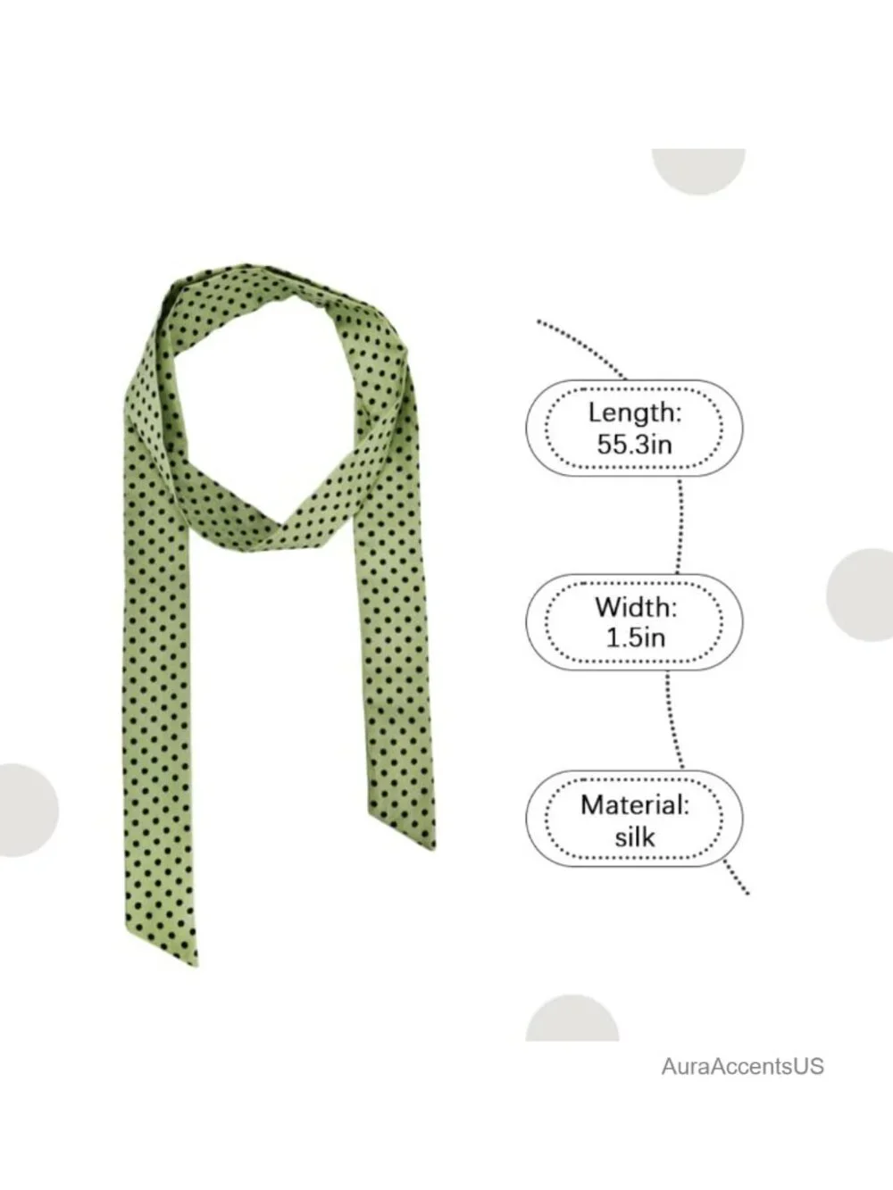 Long Skinny Polka Dot Scarves - Vintage Fashion Neck Scarf for Handbag Hair